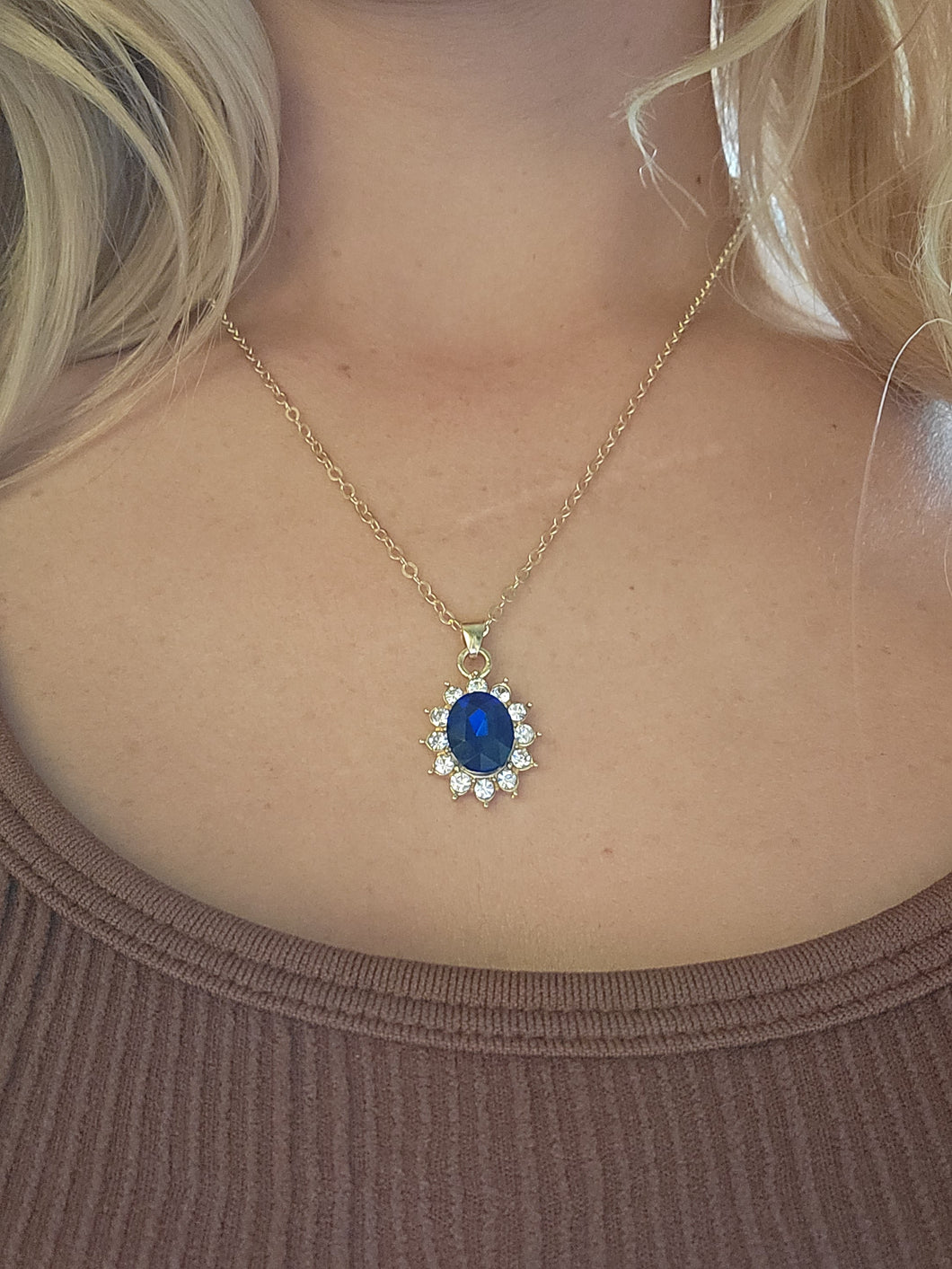 Blue Sapphire Sun Necklace