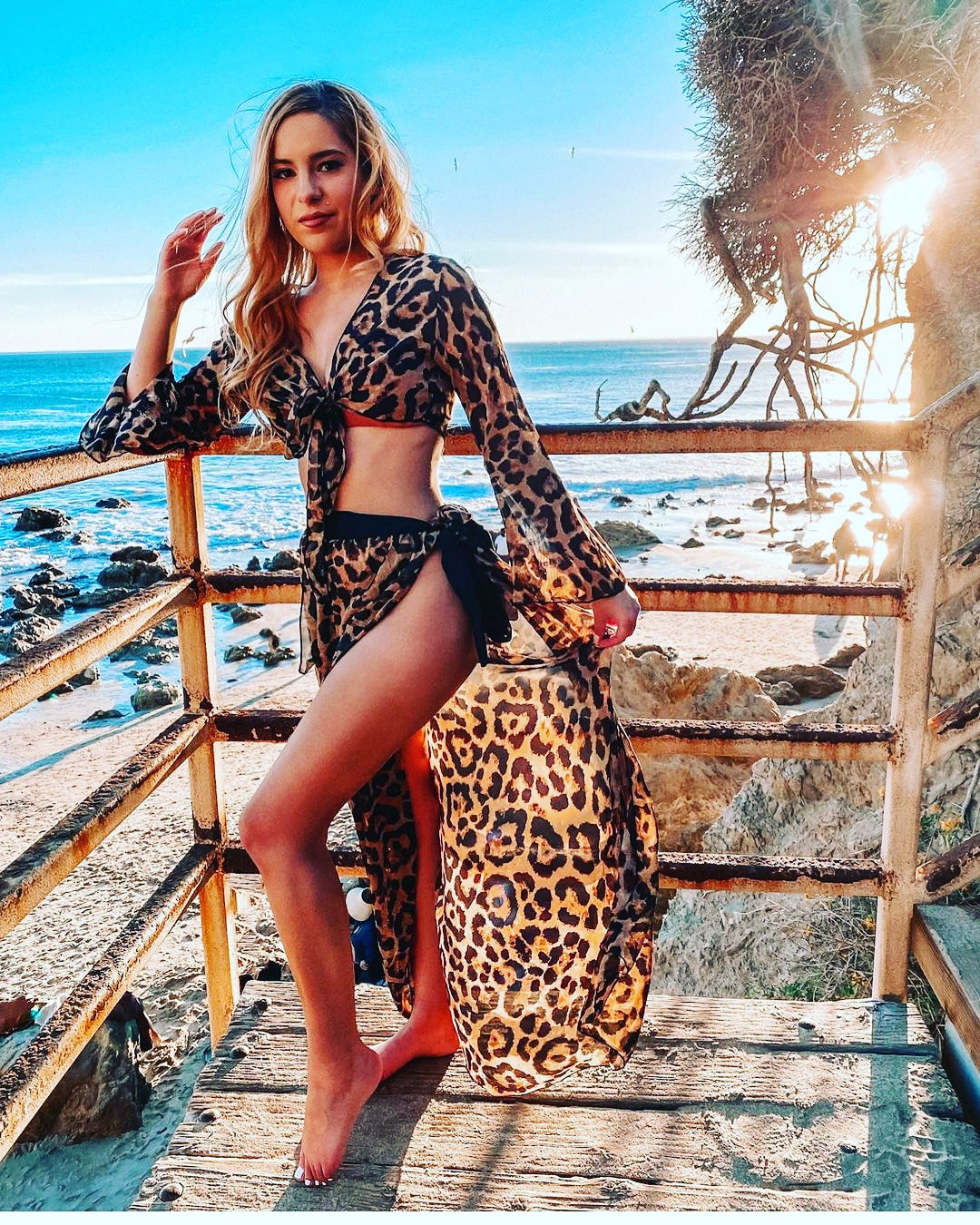 Lilly Leopard Two Piece Chiffon Skirt Set