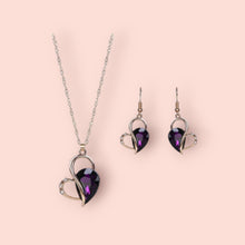 Load image into Gallery viewer, Purple Amethyst Heart Pendant and Earring Set
