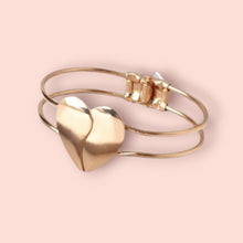 Load image into Gallery viewer, Heart Cuff Gold Bracelet
