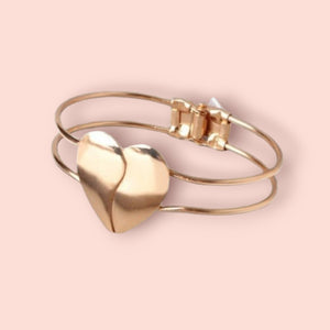 Heart Cuff Gold Bracelet