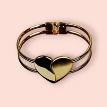 Load image into Gallery viewer, Heart Cuff Gold Bracelet
