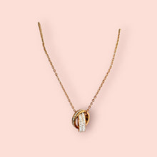 Load image into Gallery viewer, Double Ring Rhinestone Rose Gold Necklace
