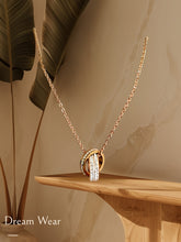 Load image into Gallery viewer, Double Ring Rhinestone Rose Gold Necklace
