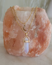 Load image into Gallery viewer, White Aventurine Pendant Crescent Moon Necklace
