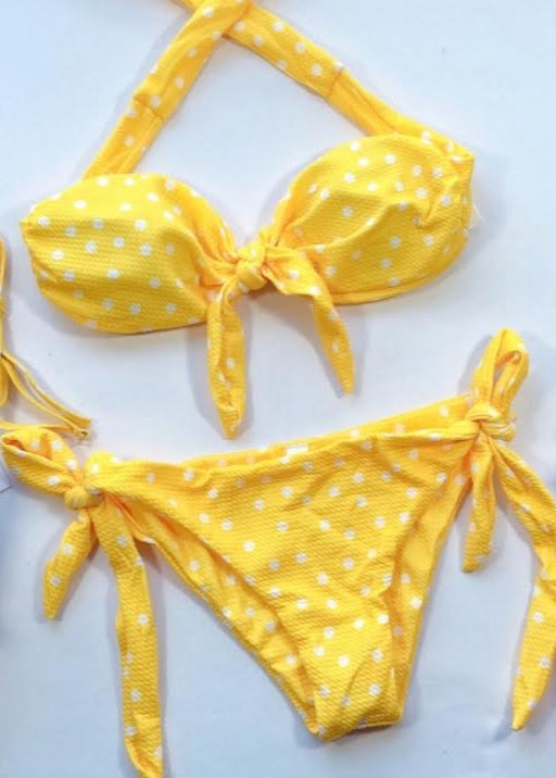 Sunny Yellow Polka Dot Two Piece Bikini