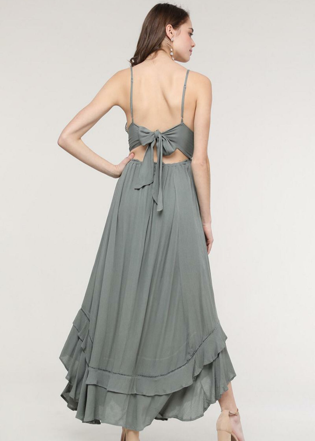 Lucy Lace Olive Maxi Dress - Dream Wear Boutique