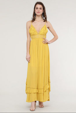 Lucy Lace Yellow Maxi Dress - Dream Wear Boutique