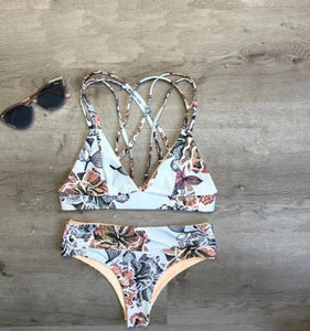 White Flower Two Piece Bikini - Dream Wear Boutique