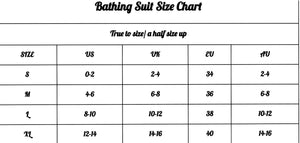 Snake Black One Piece Bathing Suit Chart