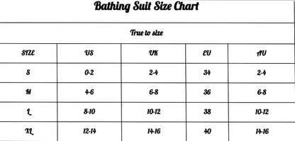 White Flower Two Piece Bikini Size Chart